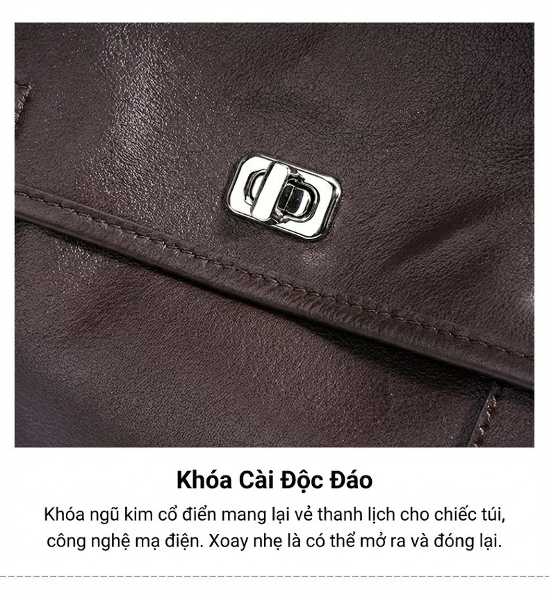 Balo Da Bò Đầu Lớp Thực Vật Mới 2025 Sức Chứa Lớn Du Lịch Đeo Vai Đi Làm Màu Nâu, Đen chi tiết 11