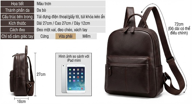 Balo Da Bò Dây Rút Phong Cách Đường Phố Màu Đen, Nâu, Xanh Olive...