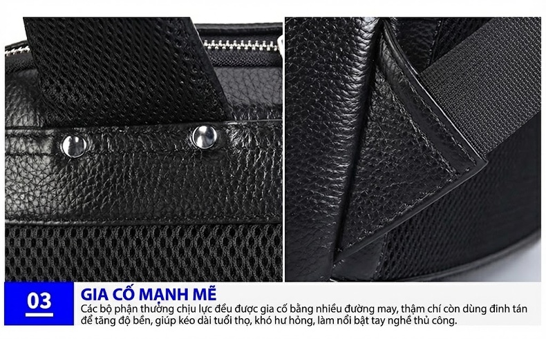 Balo Da Bò Đựng Laptop 15.6 inch Chống Sốc Chống Nước Đi Làm Đi Học Du Lịch Màu Đen chi tiết 24
