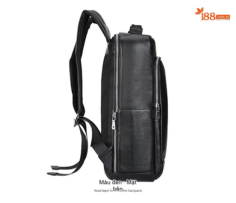 Balo Da Bò Đựng Laptop 15.6 inch Chống Sốc Chống Nước Đi Làm Đi Học Du Lịch Màu Đen chi tiết 18