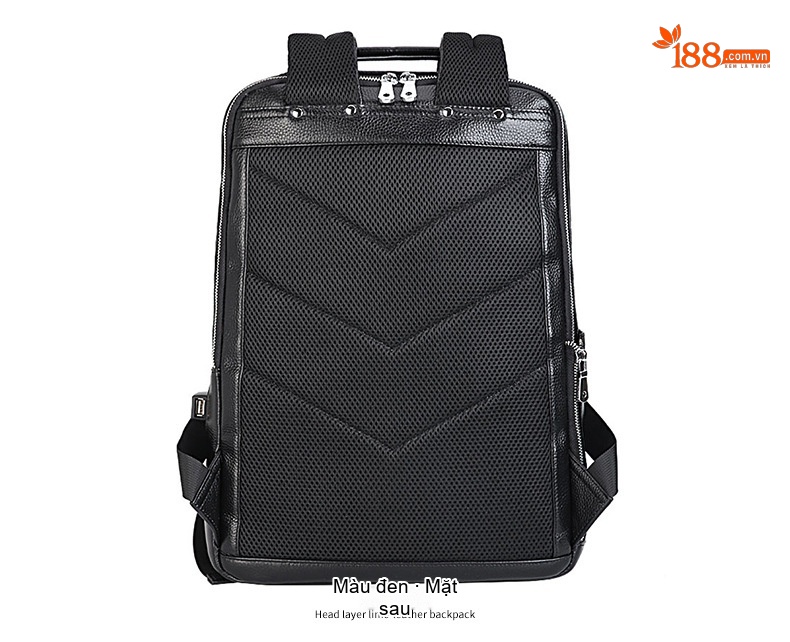 Balo Da Bò Đựng Laptop 15.6 inch Chống Sốc Chống Nước Đi Làm Đi Học Du Lịch Màu Đen chi tiết 19