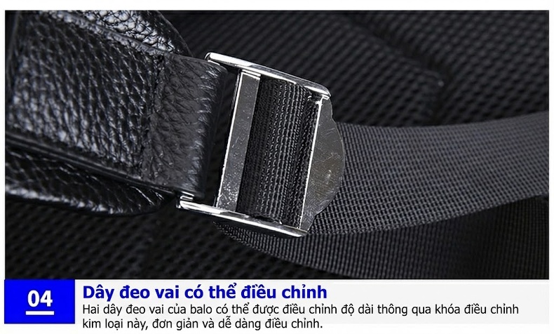 Balo Da Bò Đựng Laptop 15.6 inch Chống Sốc Chống Nước Đi Làm Đi Học Du Lịch Màu Đen chi tiết 25