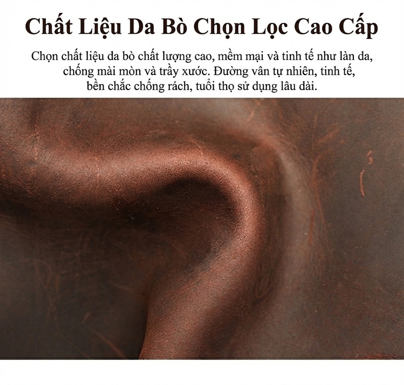 Balo Da Bò Lớn Cổ Điển MASIWEI, Balo Du Lịch Da Thật Màu Nâu chi tiết 5