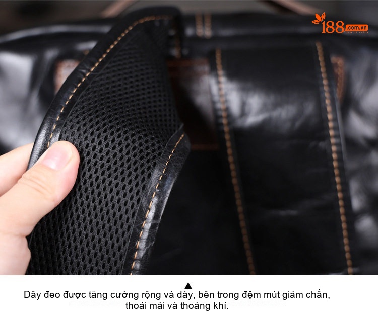Balo Da Bò Lớn Đựng Laptop 15 Inch Phong Cách Retro Màu Đen, Nâu chi tiết 15