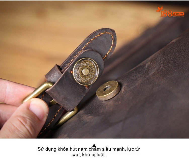Balo Da Bò Lớp Đầu Dung Tích Lớn Phong Cách Retro Túi Đựng Laptop Du Lịch Màu Nâu chi tiết 16