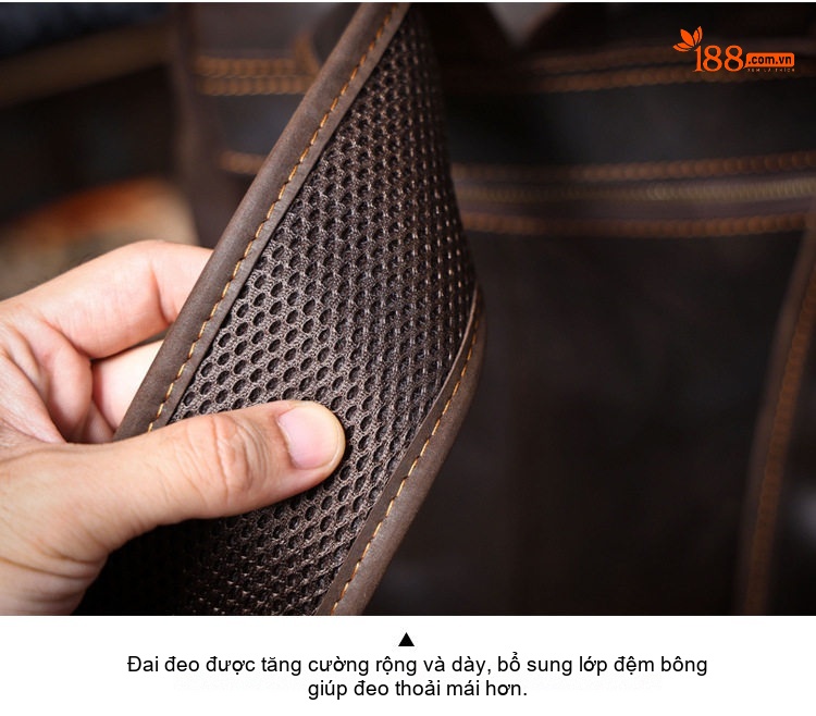 Balo Da Bò Lớp Đầu Tiên Vintage Dung Tích Lớn Đựng Laptop Du Lịch Thủ Công Màu Nâu chi tiết 16
