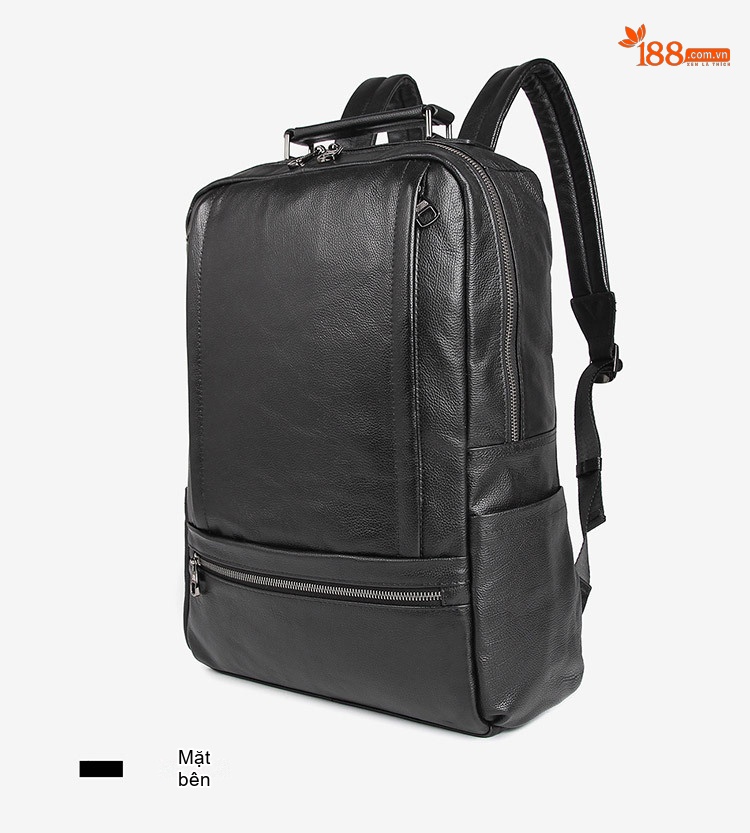 Balo Da Bò Nam Cao Cấp Đựng Laptop, Đi Học, Du Lịch Màu Đen chi tiết 14