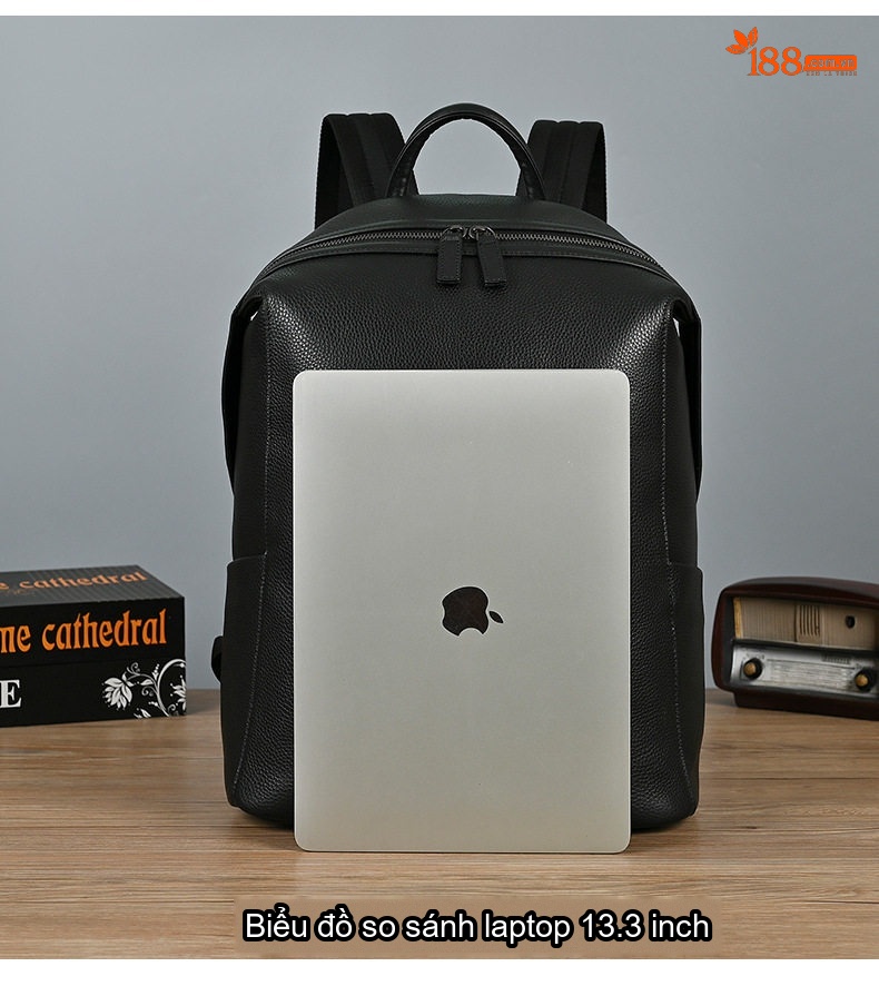 Balo Da Bò Nam Cao Cấp Đựng Laptop Phong Cách Thời Trang Màu Đen chi tiết 16