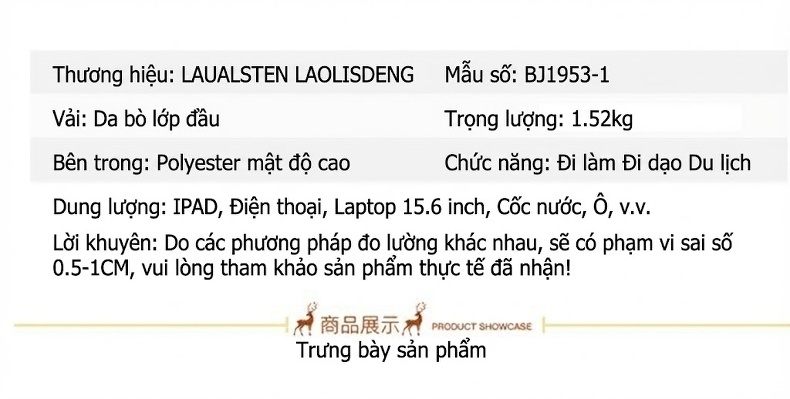Balo Da Bò Nam Đa Năng USB Công Sở Phong Cách Thời Trang, Balo Đeo Vai Lớn Màu Đen chi tiết 15