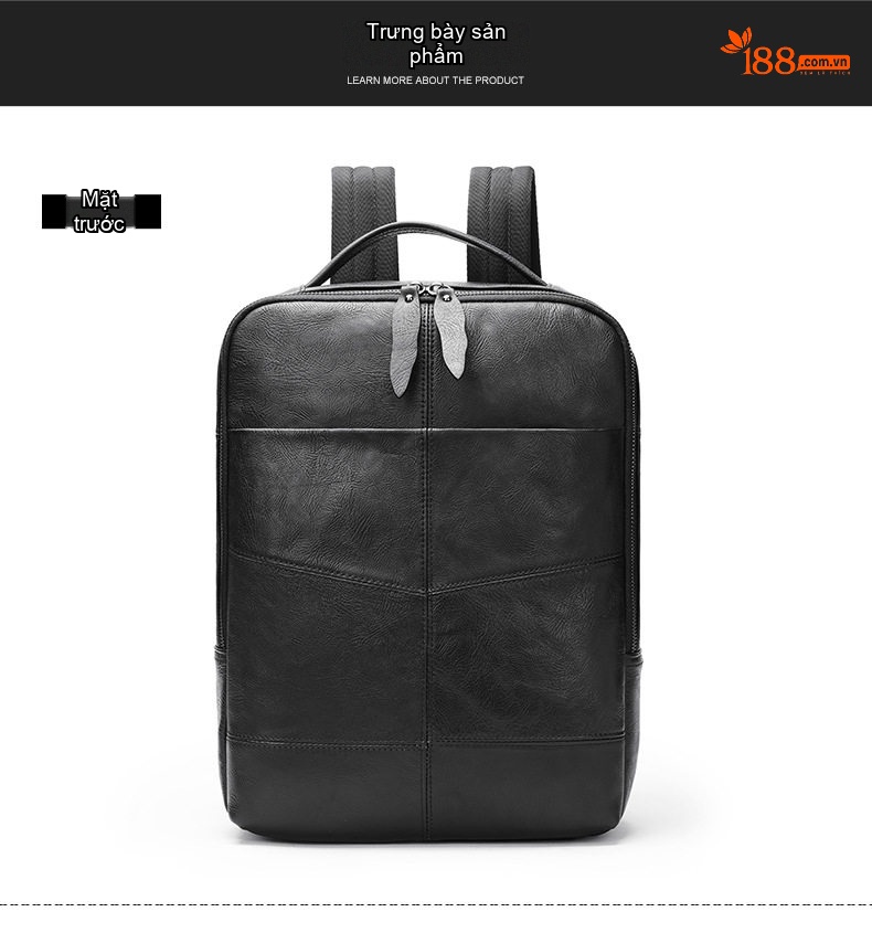 Balo Da Bò Nam Đựng Laptop Đi Học Đi Làm Thời Trang Màu Đen chi tiết 24