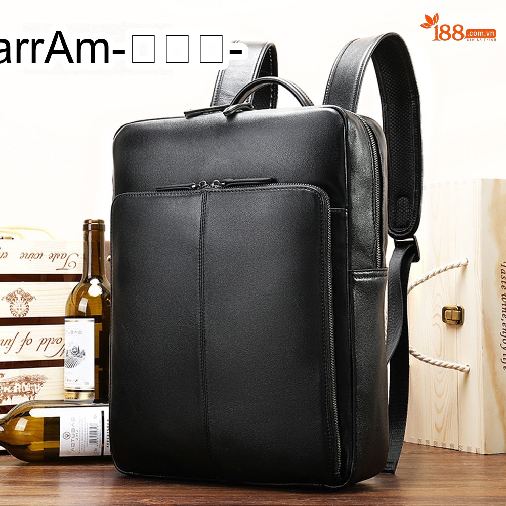 Balo Da Bò Nam Đựng Laptop Đi Học Đi Làm Thời Trang Màu Đen chi tiết 4