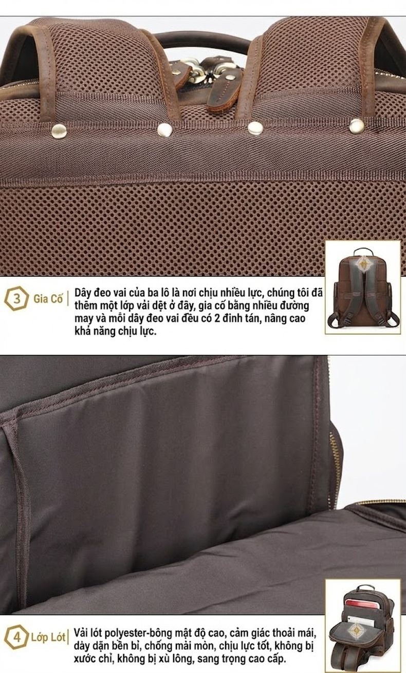 Balo da bò nam đựng laptop du lịch công sở thiết kế đơn giản chi tiết 20