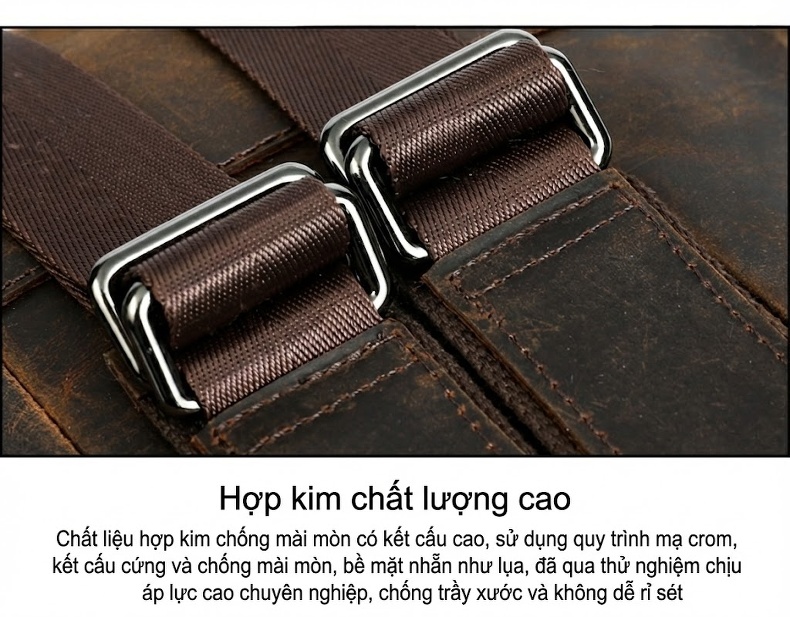 Balo Da Bò Nam Đựng Laptop Dung Tích Lớn Du Lịch Ngoài Trời Phong Cách Retro Màu Nâu chi tiết 25
