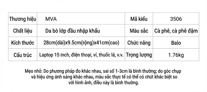 Balo Da Bò Nam Đựng Laptop Dung Tích Lớn Du Lịch Ngoài Trời Phong Cách Retro Màu Nâu chi tiết 3