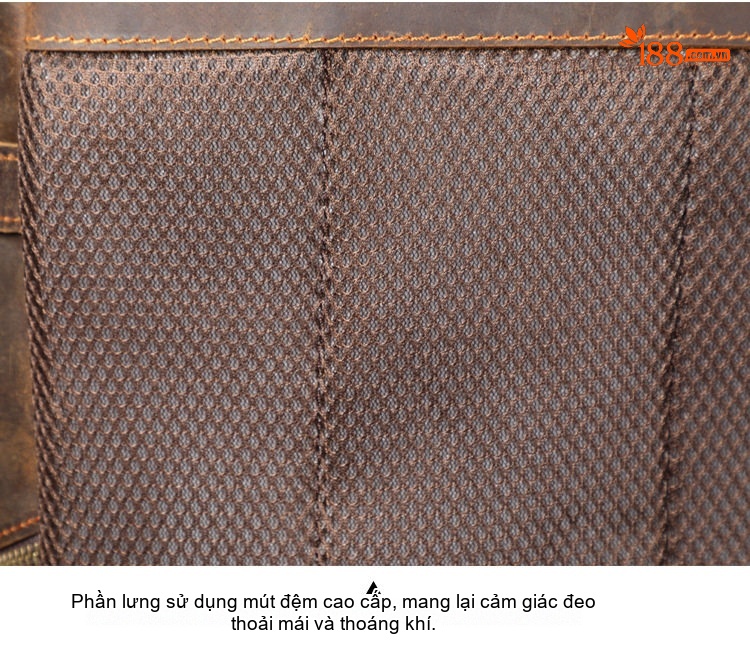 Balo Da Bò Nam Lớn Cổ Điển Phong Cách Du Lịch Da Thật Màu Nâu chi tiết 20