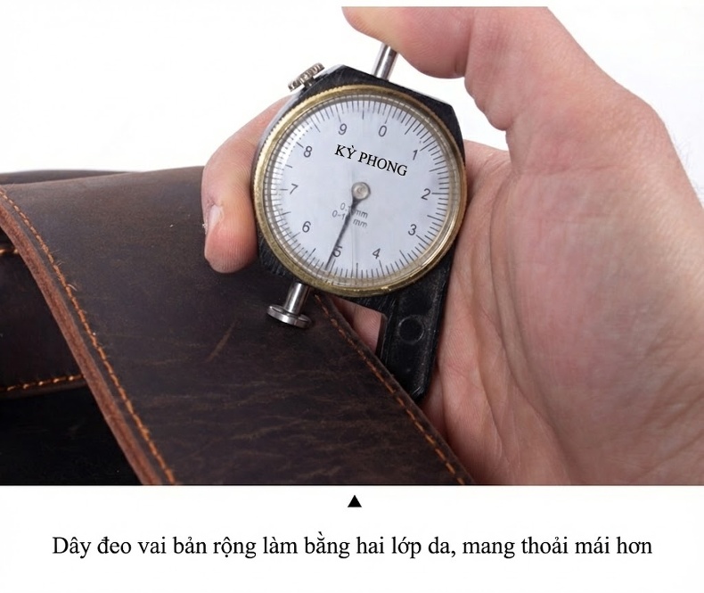 Balo Da Bò Nam Nữ Cá Tính Phong Cách Retro Màu Nâu chi tiết 16