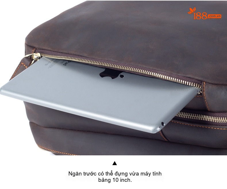 Balo Da Bò Nam Nữ Cá Tính Phong Cách Retro Màu Nâu chi tiết 20