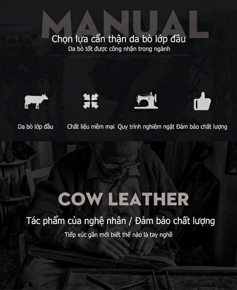 Balo Da Bò Nam Nữ Phong Cách Retro, Đơn Giản, Du Lịch Màu Đen chi tiết 2