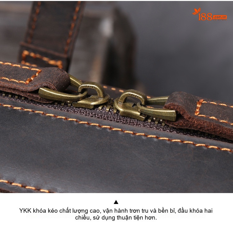 Balo Da Bò Nam Nữ Vintage Đựng Laptop 14 inch Phong Cách Retro Màu Nâu chi tiết 17