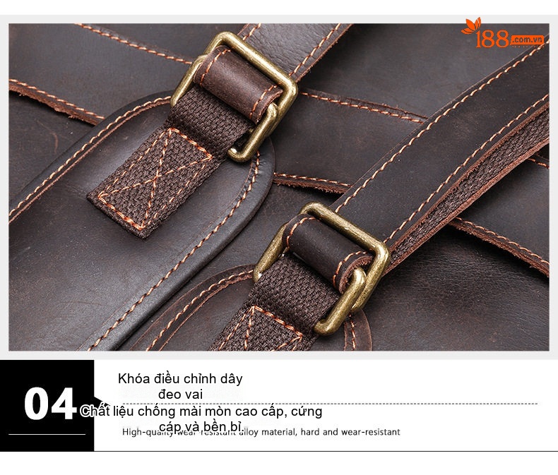 Balo Da Bò Nam Phong Cách Âu Mỹ Cỡ Lớn Đựng Laptop Du Lịch Màu Nâu chi tiết 14