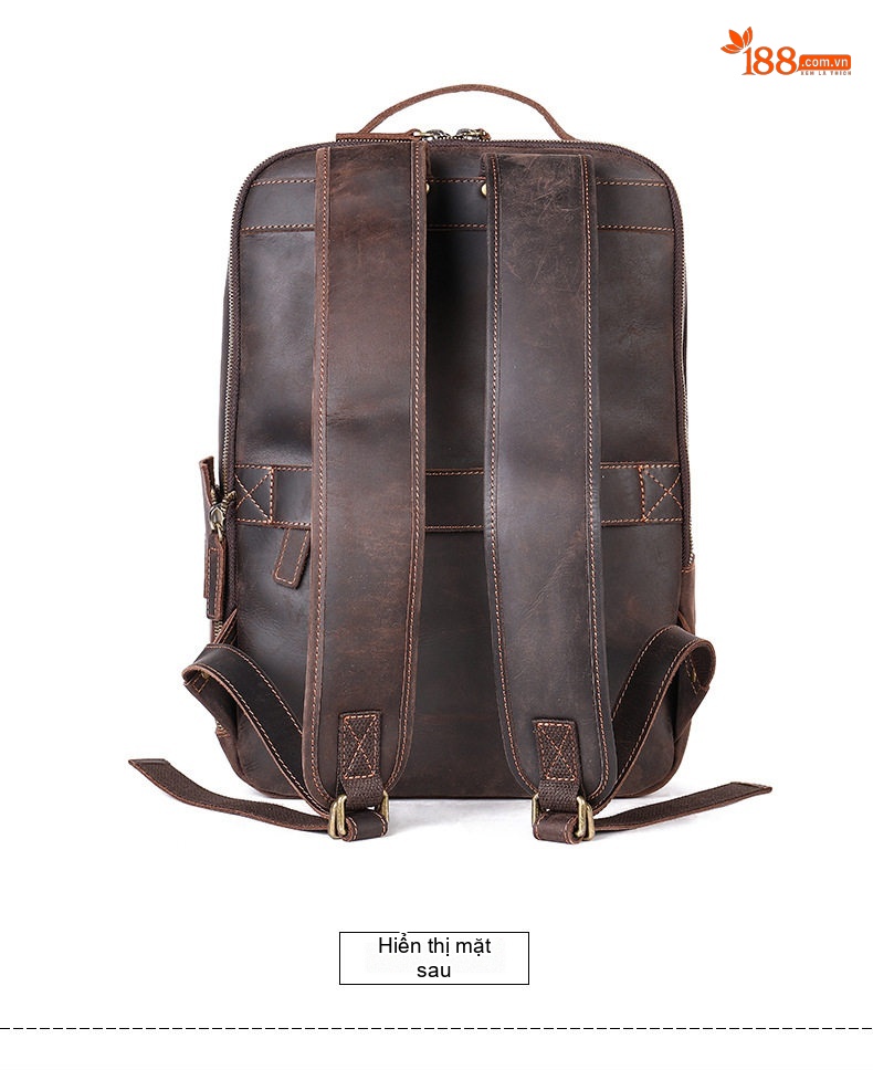 Balo Da Bò Nam Phong Cách Âu Mỹ Cỡ Lớn Đựng Laptop Du Lịch Màu Nâu chi tiết 19