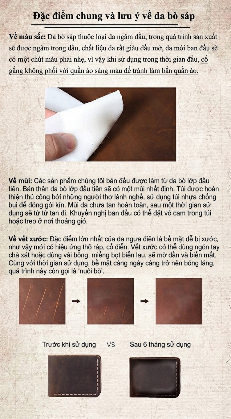 Balo Da Bò Nam Thiết Kế Retro Đựng Laptop Phong Cách Vintage Màu Nâu chi tiết 27
