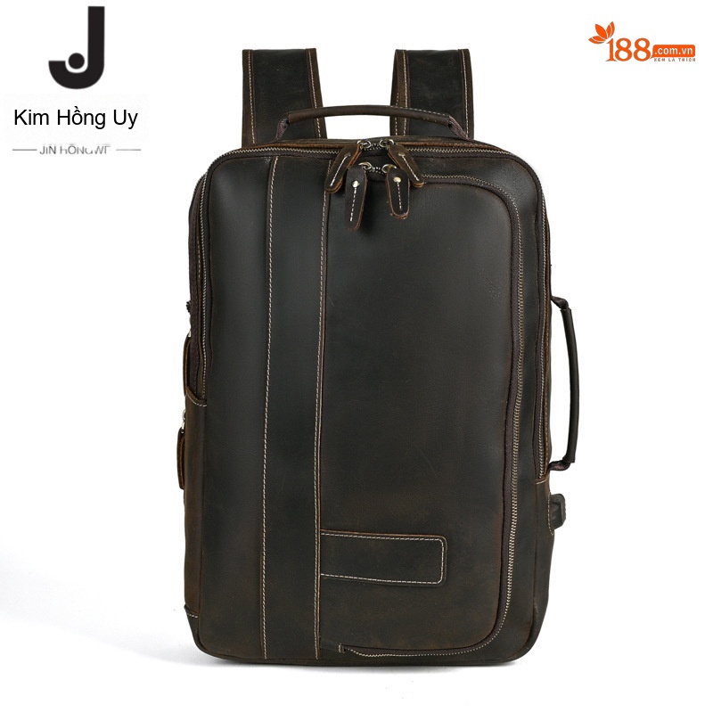 Balo Da Bò Nam Vintage Công Sở Đa Năng Sức Chứa Lớn Màu Nâu chi tiết 3