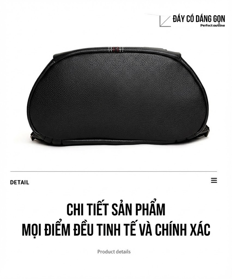 Balo Da Bò Nữ Chống Trộm Phong Cách Hàn Quốc Sức Chứa Lớn Màu Đen chi tiết 15