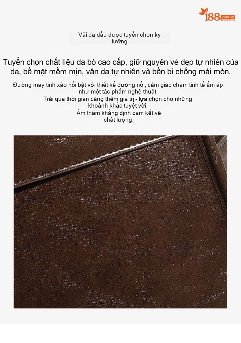 Balo Da Bò Nữ Kiểu Túi Xách Tay Đeo Vai Đựng Laptop Thời Trang Công Sở Màu Nâu chi tiết 4