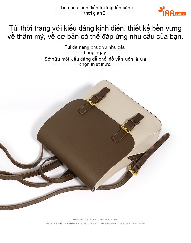 Balo Da Bò Nữ Thời Trang Cao Cấp, Đa Năng, Sức Chứa Lớn Màu Nâu, Trắng chi tiết 2