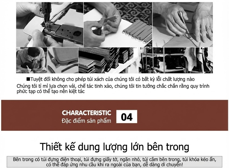 Balo Da Bò Nữ Thời Trang Du Lịch Phong Cách Hàn Quốc Màu Nâu, Đen chi tiết 23