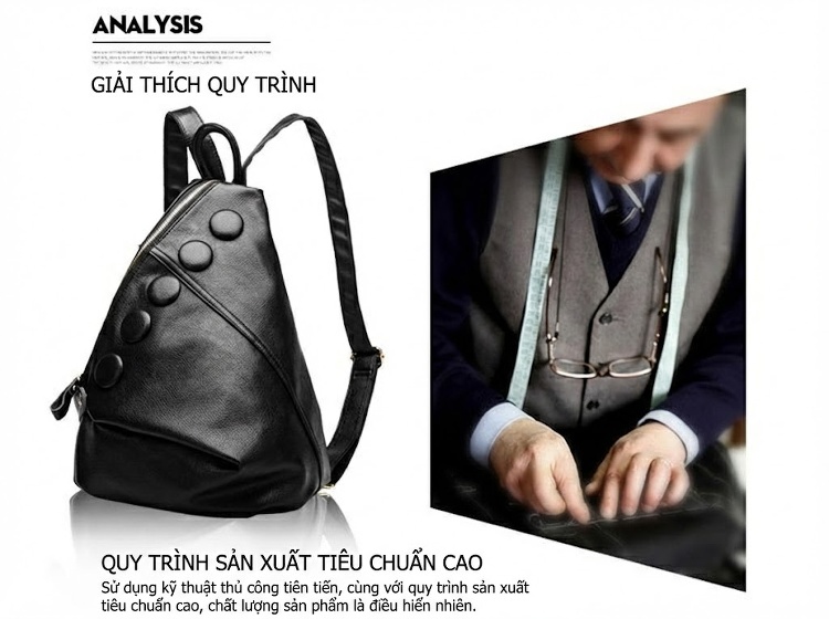 Balo Da Bò Nữ Thời Trang Du Lịch Phong Cách Hàn Quốc Màu Nâu, Đen chi tiết 25