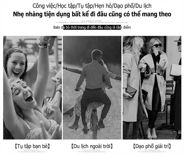 Balo Da Bò Nữ Thời Trang Du Lịch Phong Cách Hàn Quốc Màu Nâu, Đen chi tiết 3