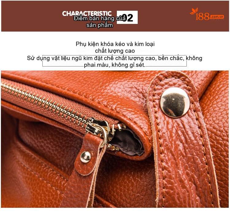 Balo Da Bò Nữ Thời Trang Du Lịch Phong Cách Hàn Quốc Màu Nâu, Đen chi tiết 20