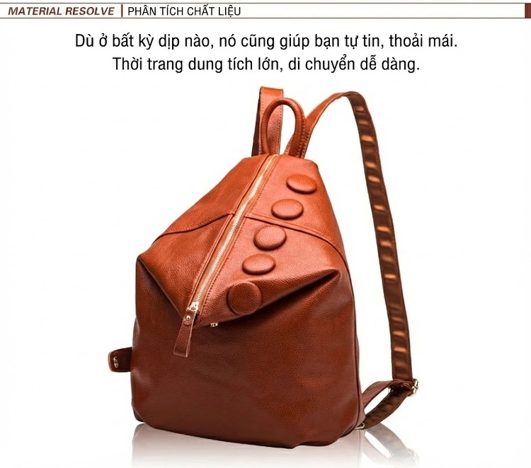 Balo Da Bò Nữ Thời Trang Du Lịch Phong Cách Hàn Quốc Màu Nâu, Đen chi tiết 14