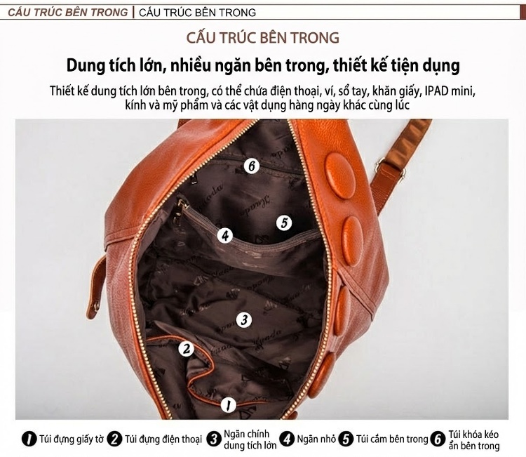 Balo Da Bò Nữ Thời Trang Du Lịch Phong Cách Hàn Quốc Màu Nâu, Đen chi tiết 40