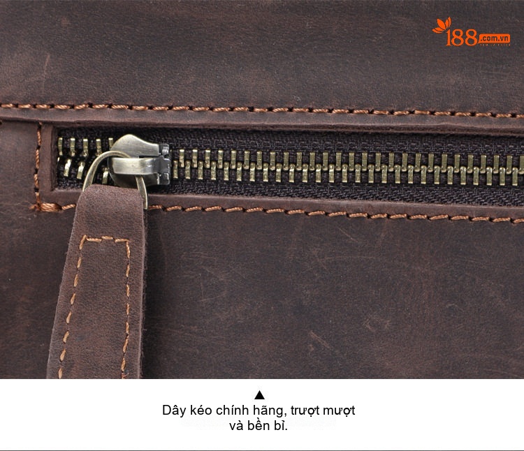 Balo Da Bò Nữ Vintage Thủ Công Đựng Laptop Màu Nâu chi tiết 5