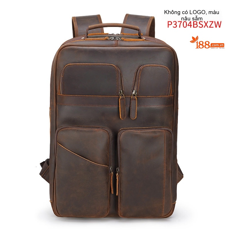 Balo Da Bò Sáp Retro Đựng Laptop 15.6 Inch Dung Tích Lớn Màu Nâu, Đen
