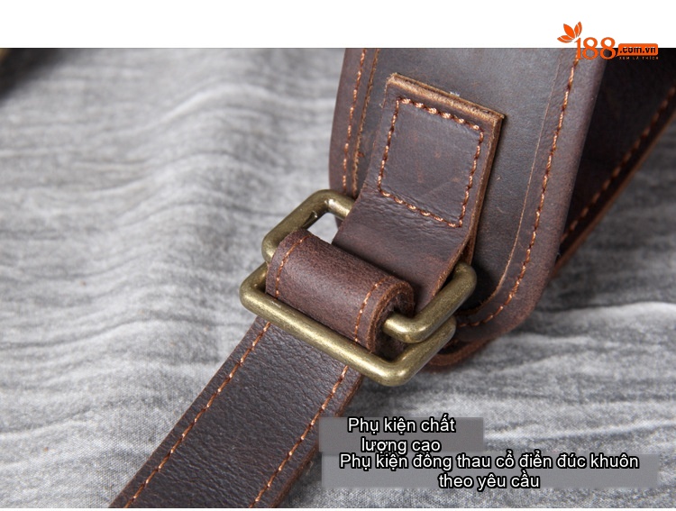 Balo Da Bò Sáp Thủ Công Vintage, Balo Da Du Lịch Nam Nữ Thời Trang chi tiết 22