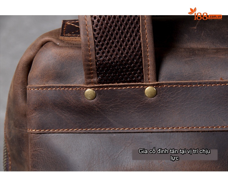 Balo Da Bò Sáp Thủ Công Vintage, Balo Da Du Lịch Nam Nữ Thời Trang chi tiết 17
