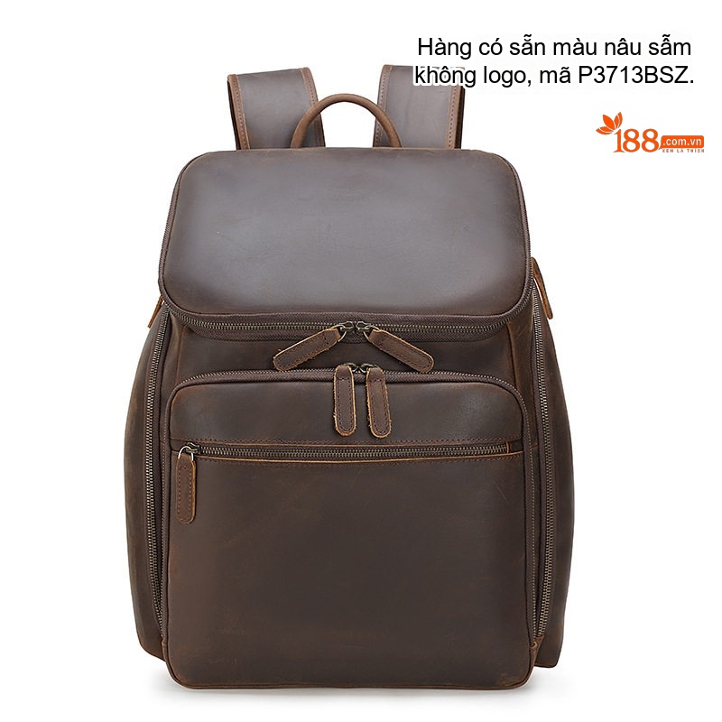 Balo Da Bò Thật Nam Đựng Laptop 15.6 Inch Phong Cách Retro Màu Nâu