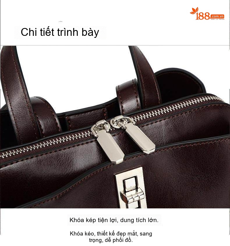 Balo Da Bò Thời Trang Nữ Đựng Vừa Laptop, Túi Xách Tay Du Lịch Da Bò Sức Chứa Lớn Màu Nâu chi tiết 14