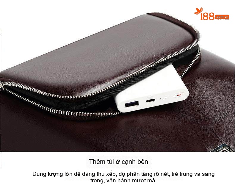 Balo Da Bò Thời Trang Nữ Đựng Vừa Laptop, Túi Xách Tay Du Lịch Da Bò Sức Chứa Lớn Màu Nâu chi tiết 15