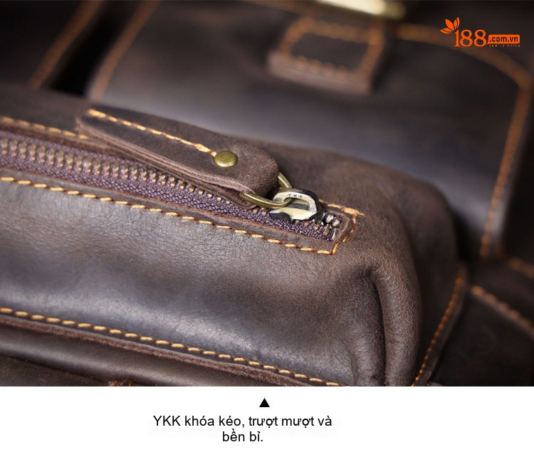 Balo Da Bò Vintage Thiết Kế Độc Đáo Túi Đựng Laptop Du Lịch Phong Cách Màu Nâu chi tiết 15