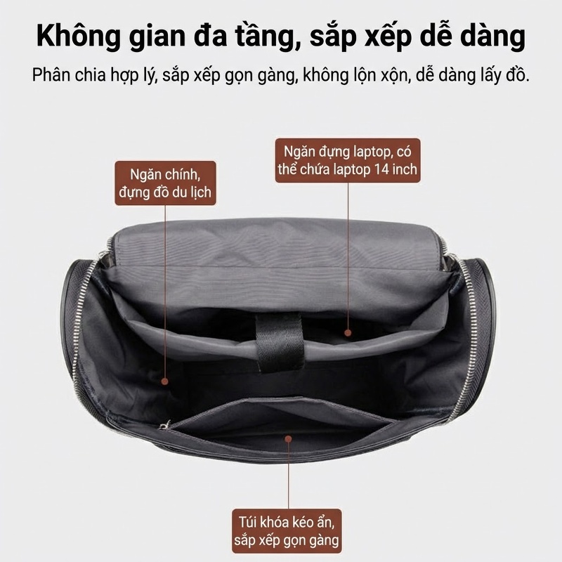 Balo Da Dầu Sáp Đựng Laptop Thời Trang Hàn Quốc Thoải Mái Chống Thấm Nước Màu Đen