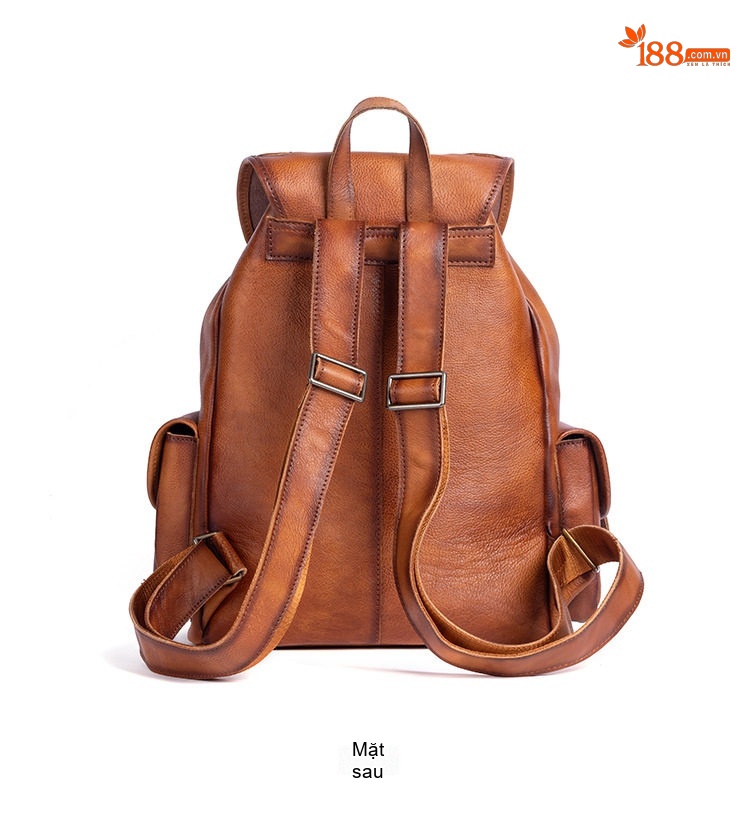 Balo Da Mềm Nam Nữ Lớn Đựng Đồ Du Lịch Màu Nâu chi tiết 6