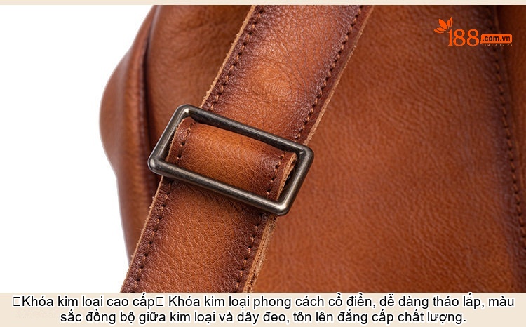 Balo Da Mềm Nam Nữ Lớn Đựng Đồ Du Lịch Màu Nâu chi tiết 14