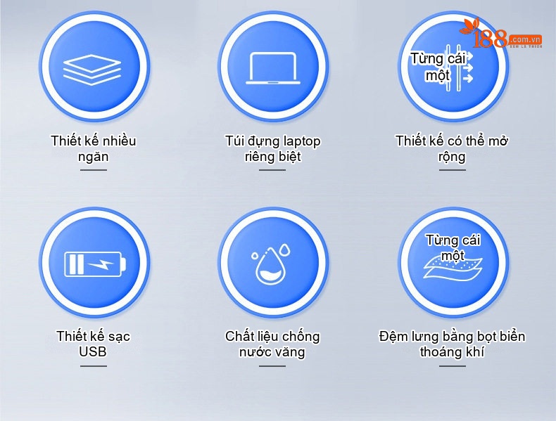 Balo Đa Năng Cao Cấp Chống Nước Phong Cách Thời Trang Công Sở Đựng Laptop Dung Tích Lớn Màu Đen, Be chi tiết 2