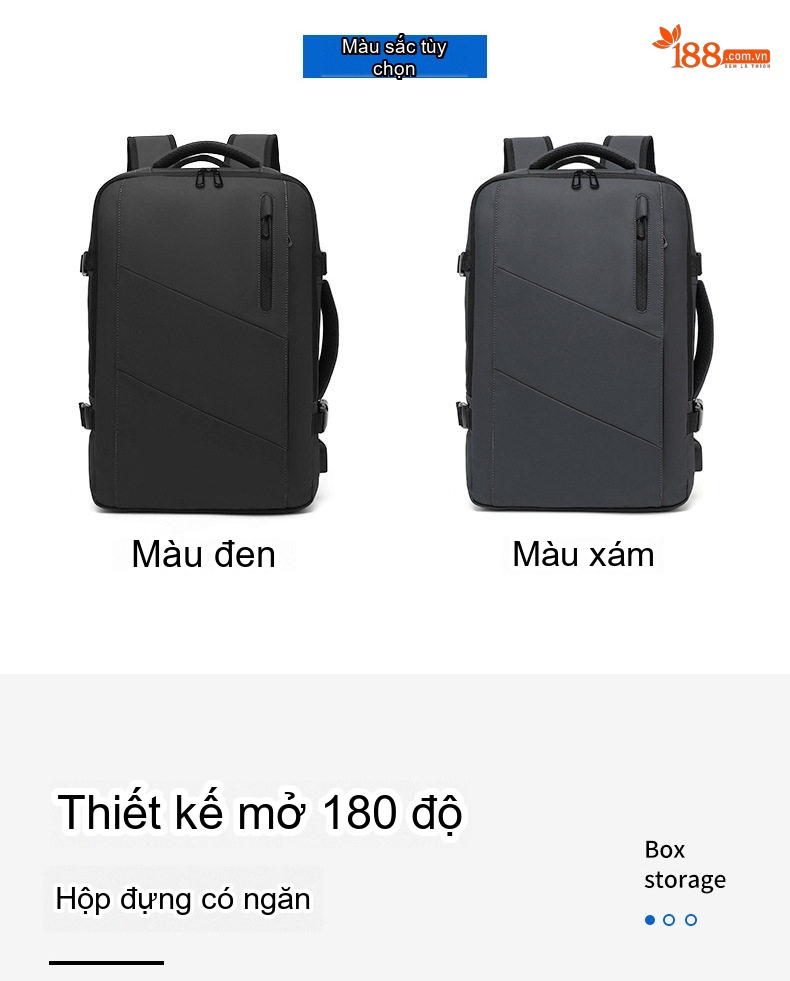 Balo Đa Năng Cao Cấp Chống Nước Phong Cách Thời Trang Công Sở Đựng Laptop Dung Tích Lớn Màu Đen, Be chi tiết 6