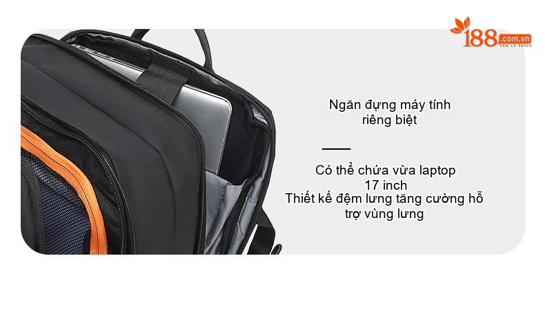 Balo Đa Năng Cao Cấp Chống Nước Phong Cách Thời Trang Công Sở Đựng Laptop Dung Tích Lớn Màu Đen, Be chi tiết 10